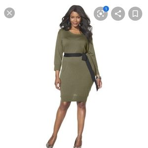 Mossimo Sweater dress olive green/blk size Medium